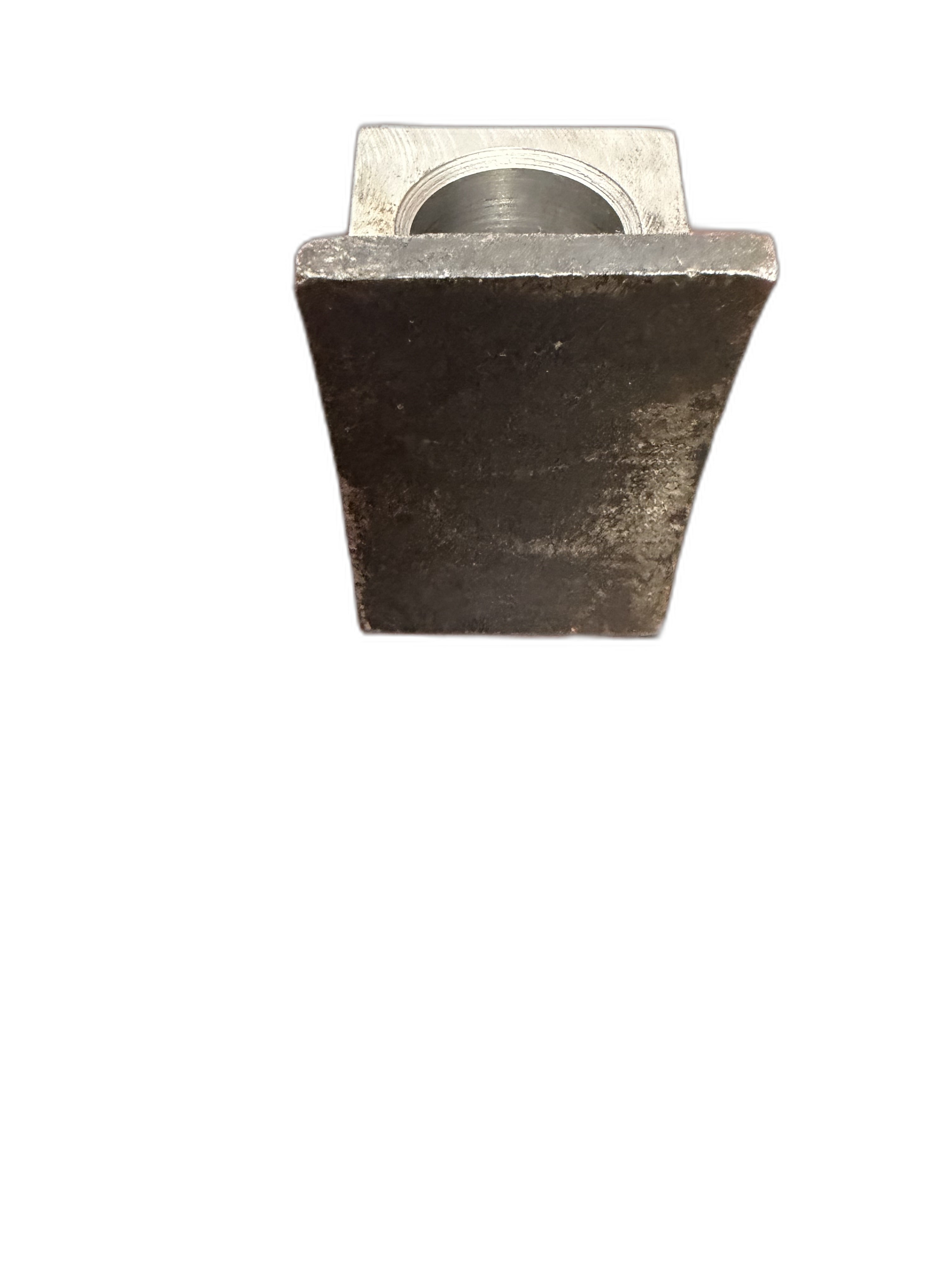 Weld-on mulcher teeth mounting bracket — assembled angle (white background)